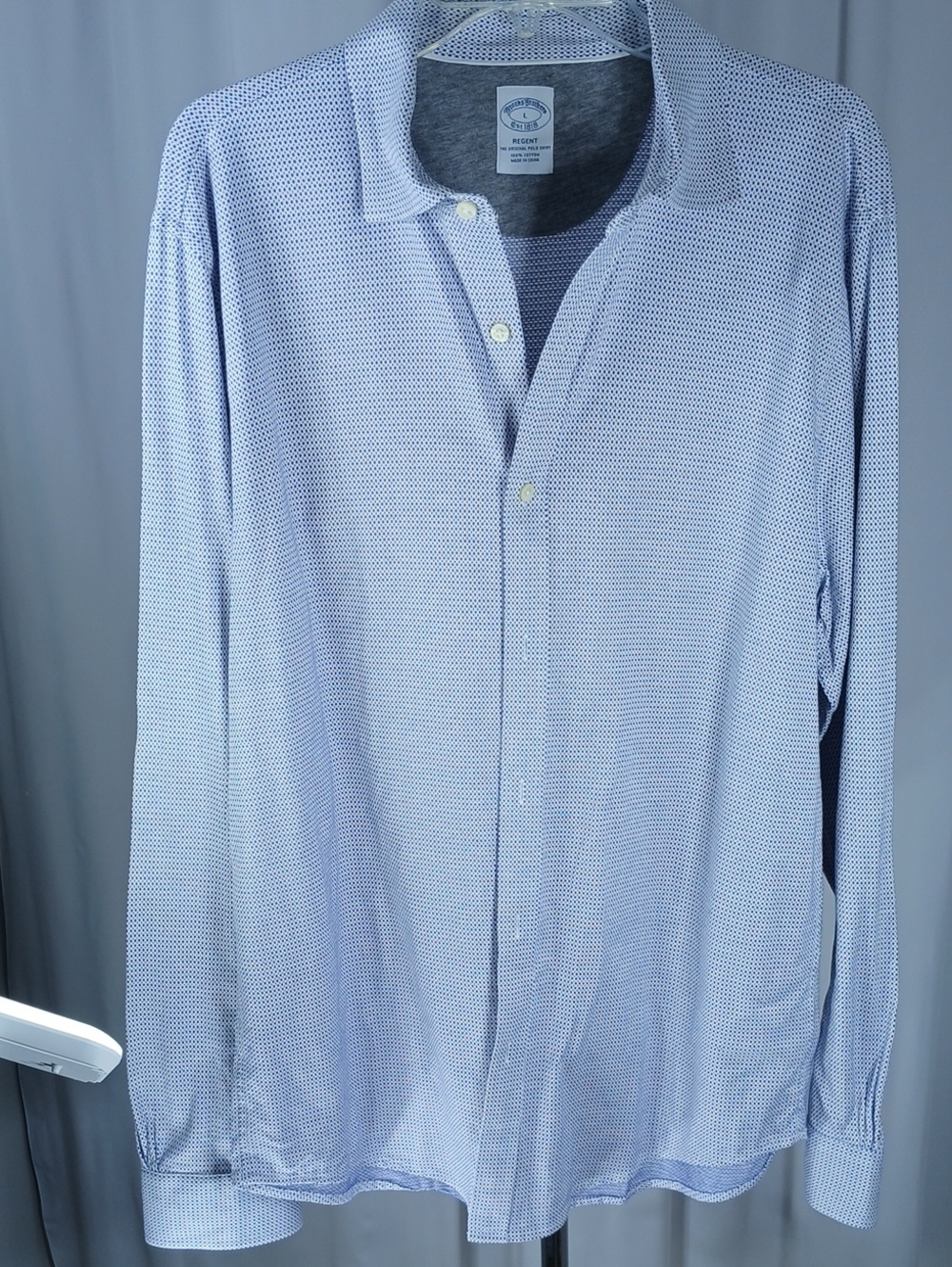 Brooks Brothers mens cotton Blue Mini Dot Spread-Collar Dress Shirt